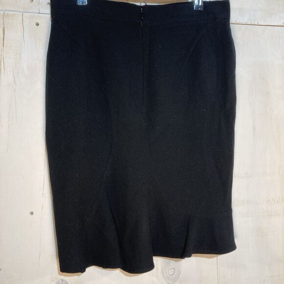 Givenchy Black Virgin Wool Mini Pencil Skirt Mermaid Hem Sz 44 Peplum Designer - Picture 1 of 9